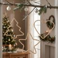 Lot de 3 suspensions de Noël en bois — Cœur, Étoile et Sapin — H20cm | Floristik24.fr