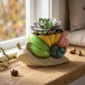 Pots de fleurs en céramique en forme d'escargot, multicolore, 19 × 8,5 × 11 cm | Floristik24.fr