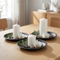 Lot de 3 plateaux ronds en métal noir Ø23 cm H2,5 cm pour décoration | Floristik24.fr