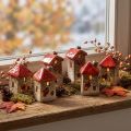 Set de 6 petites maisons en céramique avec toit rouge – Décoration intérieure et créative – 6 cm | Floristik24.fr