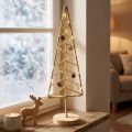 Décoration sapin en bois et métal avec fibres naturelles 18x12x51 cm | Floristik24.fr