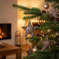 Étoiles décoratives en écorce de pin pour le sapin de Noël - Lot de 12, 6 cm | Floristik24.fr
