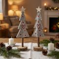 Sapins décoratifs en feutrine gris et rouge avec cœurs - Lot de 4 - 28 cm | Floristik24.fr