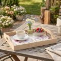 Plateau rectangulaire en bois, fleurs naturelles, papillon, L35cm | Floristik24.fr