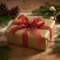 Ruban de Noël avec fils dorés, ruban cadeau rouge 25 mm, 20 m | Floristik24.fr