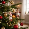 Figurines de Noël suspendues Renne et Ange en bois, rouge/blanc, Ø4,7cm, H20/18cm, set de 2 | Floristik24.fr