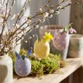 Œufs à Suspendre en Plastique Jaune, Rose et Violet - Lot de 6 Pièces, Décoration de Pâques | Floristik24.fr