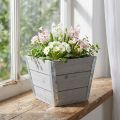 Cache-pot en bois shabby chic gris 19 x 19 x 15,5 cm | Floristik24.fr