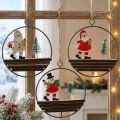 Lot de 3 décorations de Noël rondes Père Noël et bonhomme de neige Ø12cm | Floristik24.fr