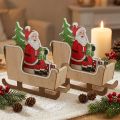 Lot de 2 petits traîneaux de Noël en bois avec Père Noël - 10 cm | Floristik24.fr
