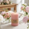 Bougie décorative rose en cire naturelle PURE 90x60 mm | Floristik24.fr
