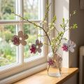 Lot de 8 Décorations Murales en Bois Fleur et Papillon, Blanc et Rose, 10 × 9 cm | Floristik24.fr