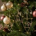 Lot de 6 décorations cœurs métalliques dorés à suspendre 12 cm | Floristik24.fr