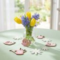 Décorations en bois fleurs, arrosoirs et escargots roses 4 cm, lot de 36 | Floristik24.fr