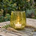 Photophore en Verre Décoratif Style Vintage Vert Jaune Ø12cm H12,5cm | Floristik24.fr