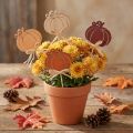 Piques décoratives en bois citrouille orange et naturel – Lot de 12 | Floristik24.fr