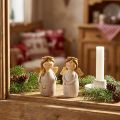 Duo d’Anges en Céramique Crème et Doré – Décoration de 8,6 cm – Lot de 2 | Floristik24.fr