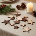 Étoiles décoratives en bois, naturelles et brunes, Ø3 à 5,5 cm, 48 pièces | Floristik24.fr