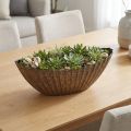 Jardinière ovale rainurée anthracite doré 41,5×16×16cm | Floristik24.fr