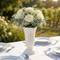 Vase décoratif en plastique perlé Lilia - 16 cm Ø - Blanc nacré | Floristik24.fr