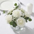 27 Roses en Mousse Blanche avec Tige Flexible Ø6cm | Floristik24.fr