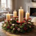 Set de 4 Supports à Bougies à Piquer en Métal Rouge Ø9cm | Floristik24.fr
