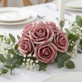 Roses en mousse Ø7,5cm roses anciennes avec tige métallique – Lot de 18 | Floristik24.fr