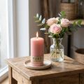 Bougie cylindrique en cire naturelle rose 130 x 60 mm | Floristik24.fr