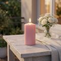 Bougie cylindrique rose en cire naturelle 130 x 70 mm | Floristik24.fr