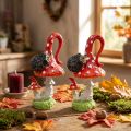 Lot de 2 figurines de champignons rouges avec hérisson en résine 14 cm | Floristik24.fr