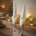 Figurines de Lutin de Noël Blanc et Doré, H 22 cm, Lot de 2 | Floristik24.fr