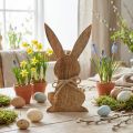 Figurine lapin assis en bois de manguier avec cordelette, H18,5 cm | Floristik24.fr