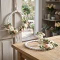 Duo de Cercles Décoratifs en Perles de Bois Blanc Ø19 cm – Décoration Intérieure et Créative | Floristik24.fr
