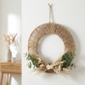 Anneau décoratif suspendu en métal et jute style bohème Ø39,5 cm | Floristik24.fr