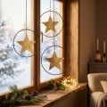 Décoration de Noël : Lot de 3 étoiles dorées suspendues en métal, 12,5 cm | Floristik24.fr