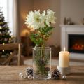 Rose de Noël artificielle – Décoration florale en tissu blanc et vert, 36 cm | Floristik24.fr