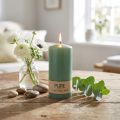 Bougie Pilier en Cire Naturelle Verte Émeraude PURE 13x6 cm | Floristik24.fr