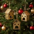 Décorations de Noël en métal doré vintage, maison, lot de 3, H 9,5 cm | Floristik24.fr