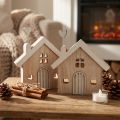 Lot de 2 maisons décoratives en bois avec cœurs en métal 16,5 cm | Floristik24.fr