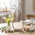 Figurine Lapin en Métal et Bois – Décoration de Table Pâques Bohème 32 cm | Floristik24.fr
