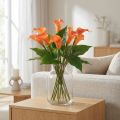 Bouquet de Callas Artificielles Orange en Silicotex - 44 cm | Floristik24.fr