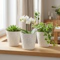 Lot de 3 cache-pots en céramique blanche Ø11cm H11cm | Floristik24.fr