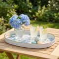 Plateau décoratif en plastique blanc motif hortensias et bord doré 39×27,5cm | Floristik24.fr
