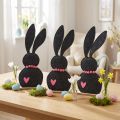 Décoration de table lapin de Pâques en feutre noir 45 cm - Lot de 3 | Floristik24.fr