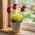 Lot de 9 piques décoratives coccinelles en bois et métal 27,5 cm | Floristik24.fr