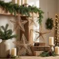 Étoile de Noël en jute naturelle 30 cm - Lot de 4 | Floristik24.fr
