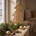 Sapin décoratif en métal et raphia naturel, Noir, 21x11,5x45 cm | Floristik24.fr