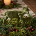 Figurines décoratives de Noël – Biche et faon beflockés verts, lot de 4, H9/5,5 cm | Floristik24.fr