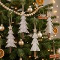 Lot de 6 sapins en feutre beige et crème avec étoiles bois 17 cm – Décoration de Noël | Floristik24.fr