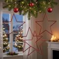 Grandes étoiles décoratives rouges à paillettes à suspendre - Lot de 6, 24 cm | Floristik24.fr